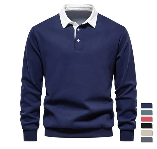 Luca – Klassieke Katoenen Polo-Neck Sweatshirt voor Heren