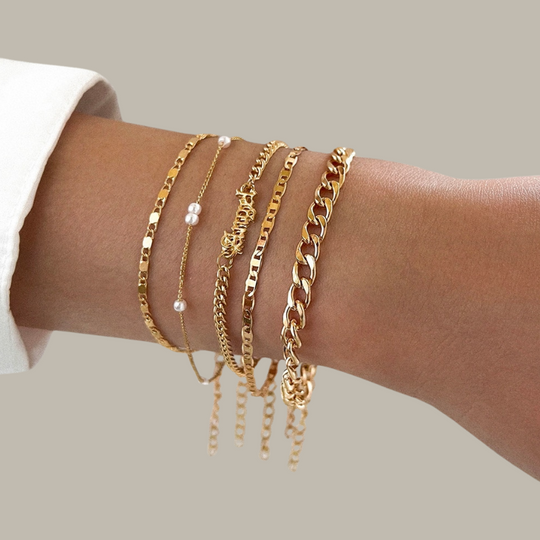 Céleste – Elegante Set Damesarmbanden in Goud en Zilver