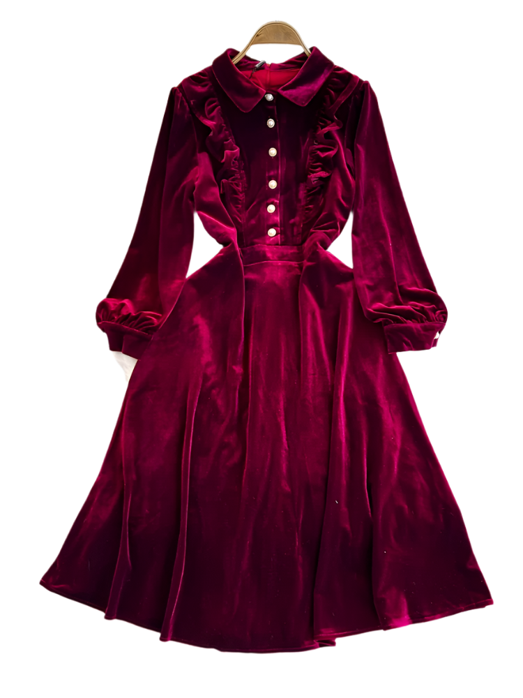 Zhavia – Elegante A-lijn Velours Jurk voor Dames