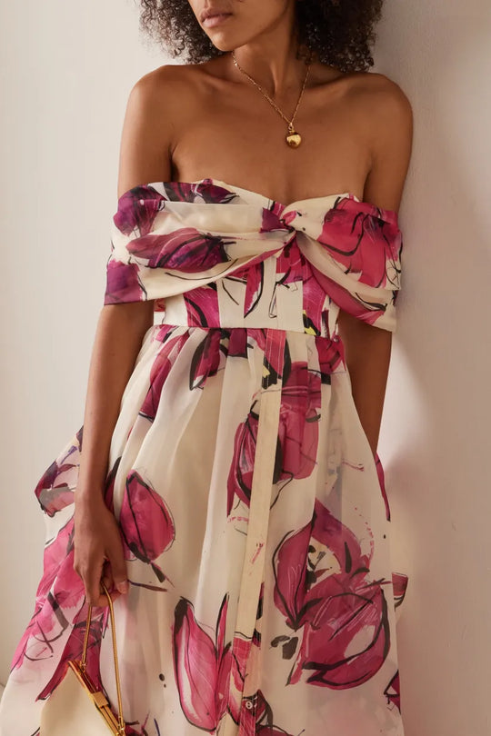 Mirella – Luxe Off-Shoulder Maxi Jurk voor Dames met Corset