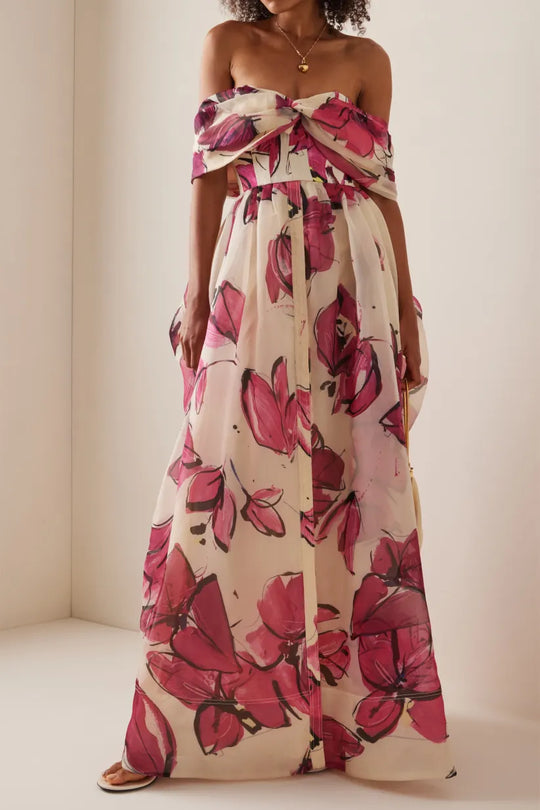Mirella – Luxe Off-Shoulder Maxi Jurk voor Dames met Corset
