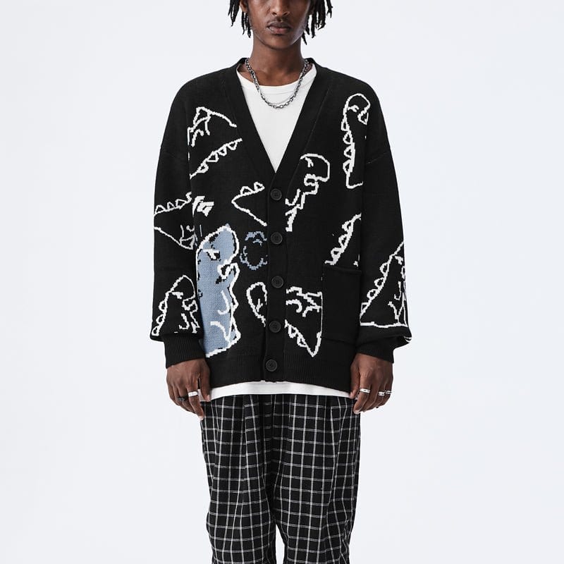 Diego- Dinosaur Print Cardigan Sweater