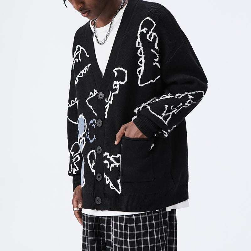 Diego- Dinosaur Print Cardigan Sweater