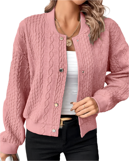 Alessia – Ademend Dames Solid Button Cardigan