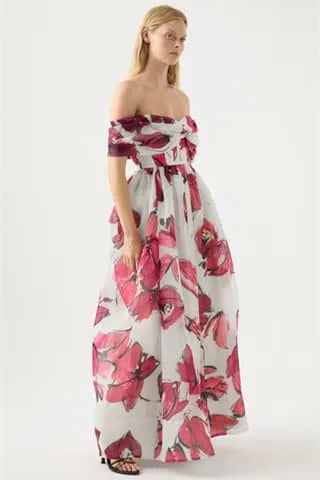 Mirella – Luxe Off-Shoulder Maxi Jurk voor Dames met Corset